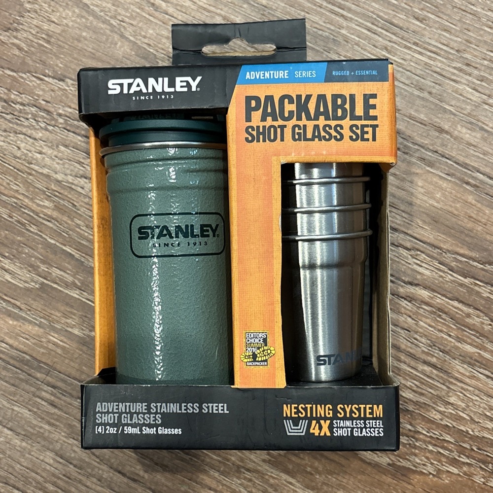 Stanley Adventure Series Packable Shot Glass Set Stainless Steel 4 Glasses New